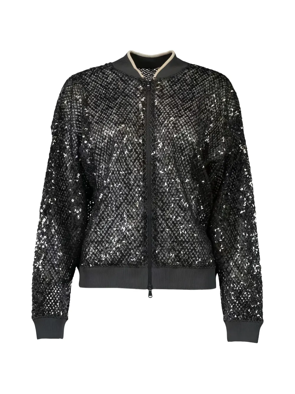 Brunello Cucinelli sequin-embellished mesh cardigan - Noir Brunello Cucinelli sequin-embellished mesh cardigan - Noir