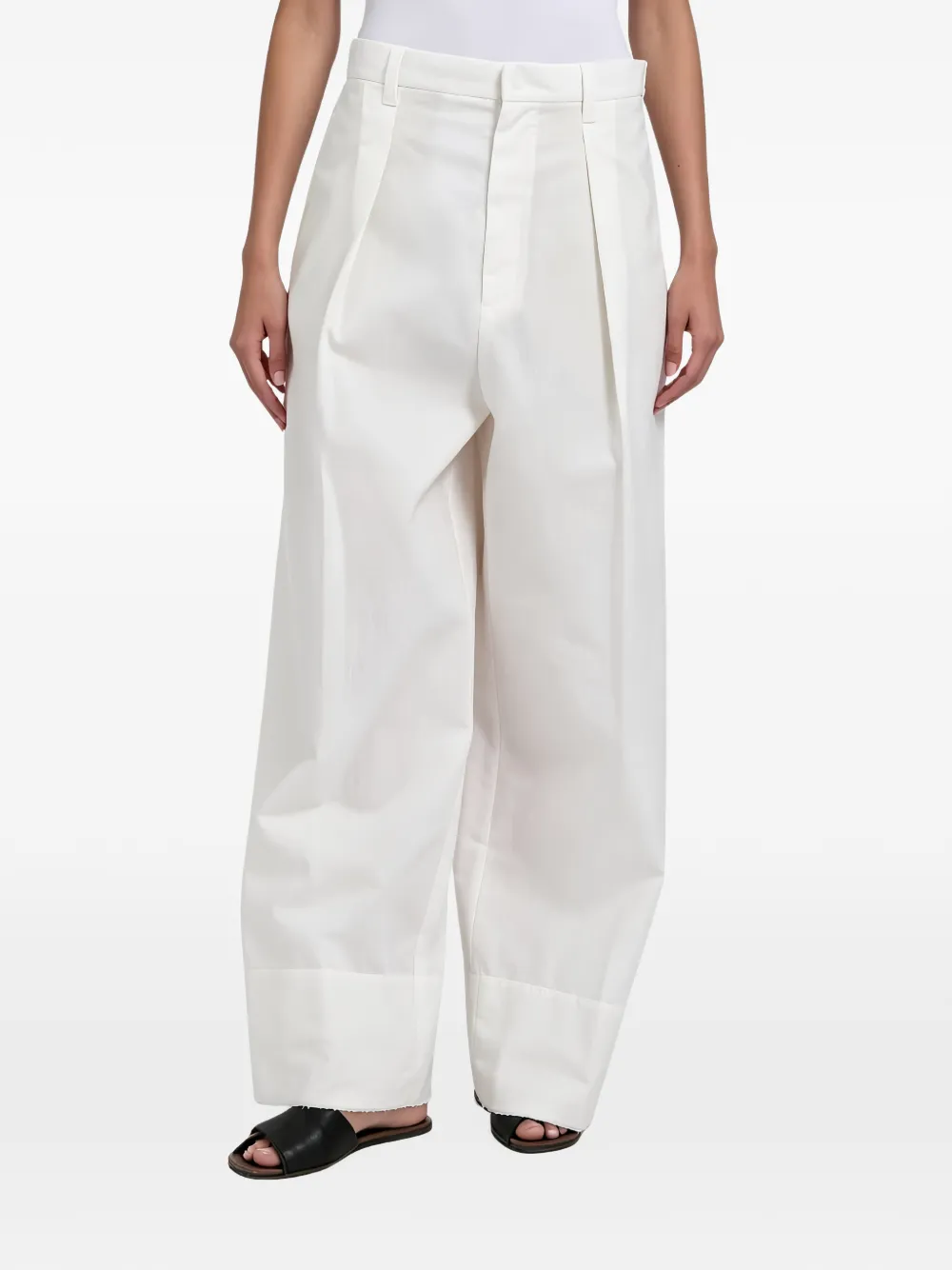 Brunello Cucinelli pleated wide-leg trousers - Blanc