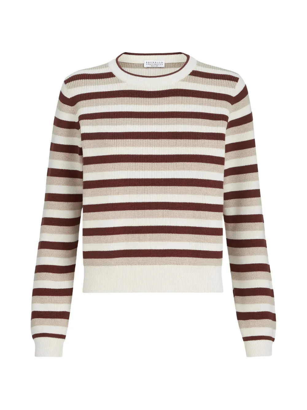 Brunello Cucinelli striped ribbed-knit sweater - Blanc Brunello Cucinelli striped ribbed-knit sweater - Blanc
