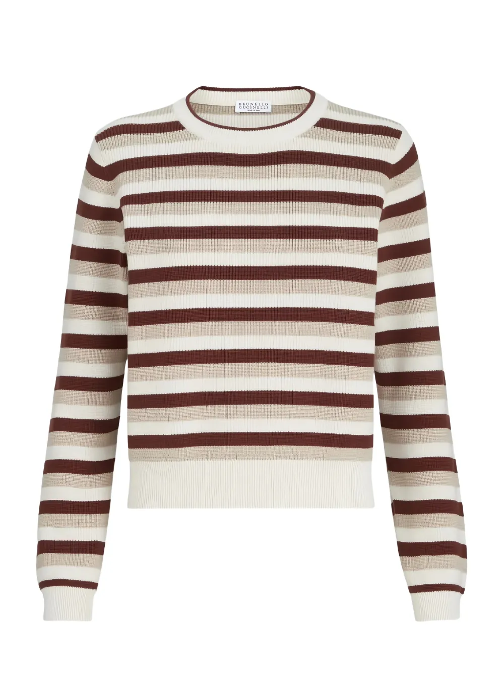 Brunello Cucinelli Ribgebreide gestreepte trui Wit