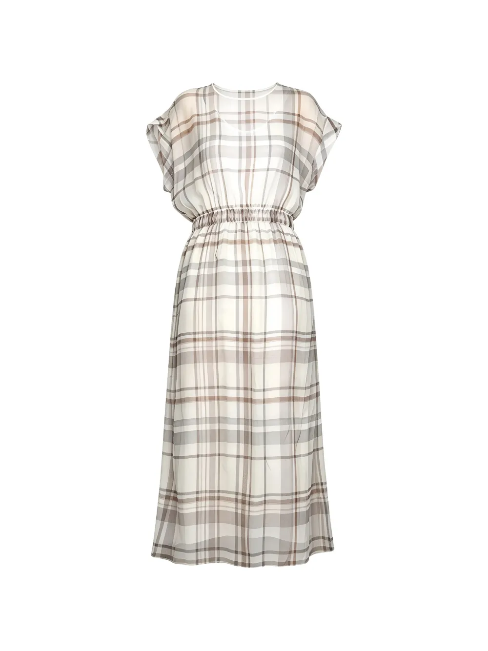 Brunello Cucinelli check-print midi dress - Tons neutres Brunello Cucinelli check-print midi dress - Tons neutres