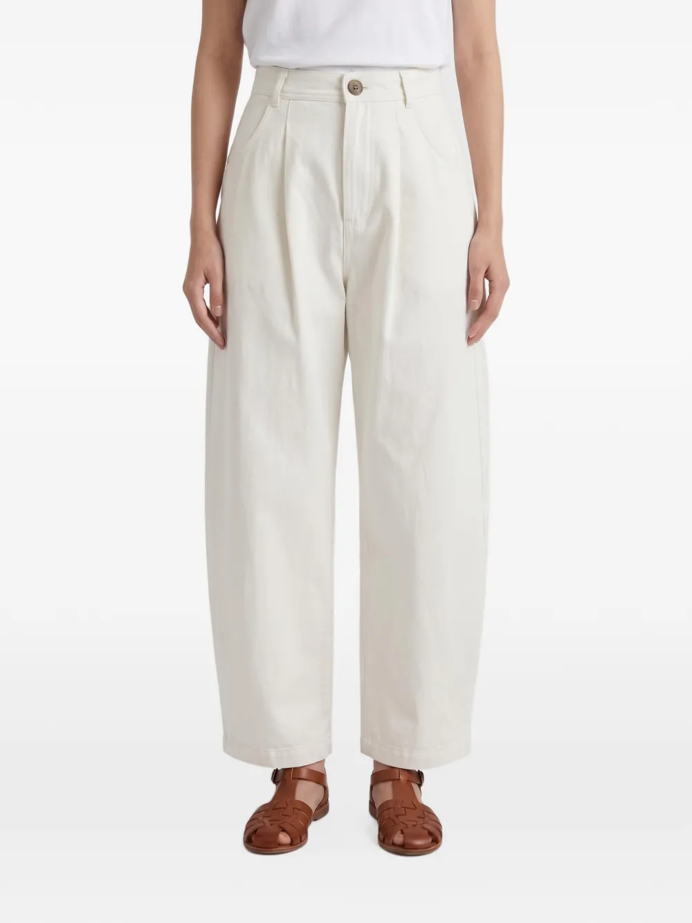 Brunello Cucinelli pleated-waist wide-leg trousers Wit