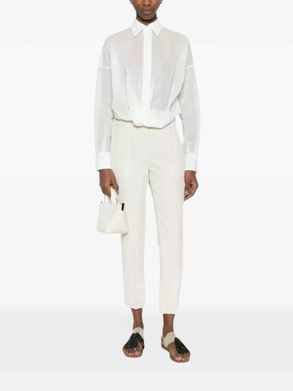 Brunello Cucinelli pleated cropped trousers Beige