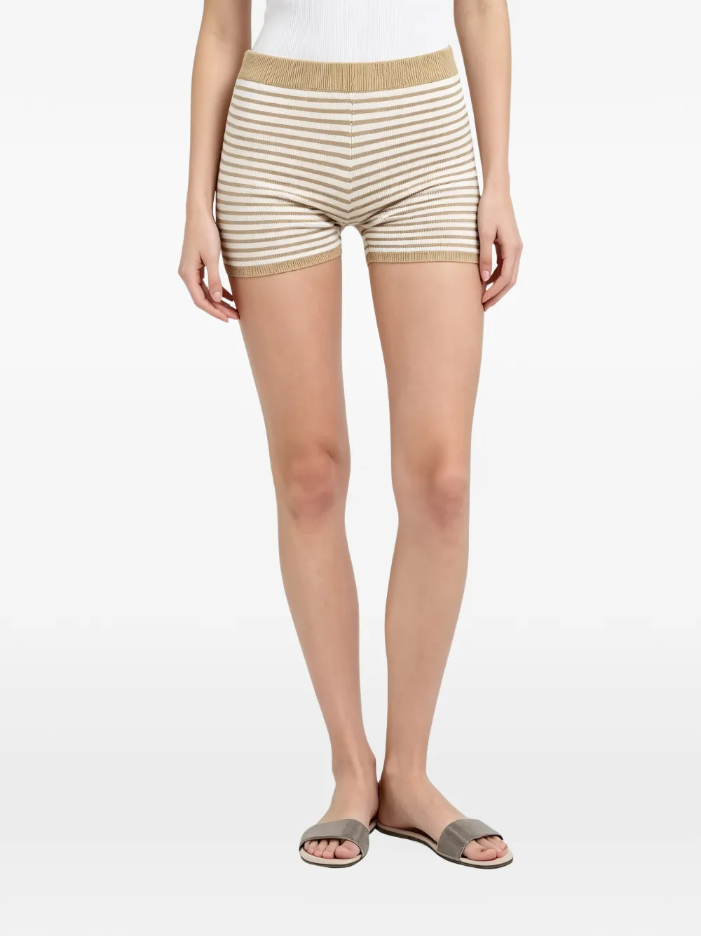 Brunello Cucinelli striped knit shorts - Tons neutres