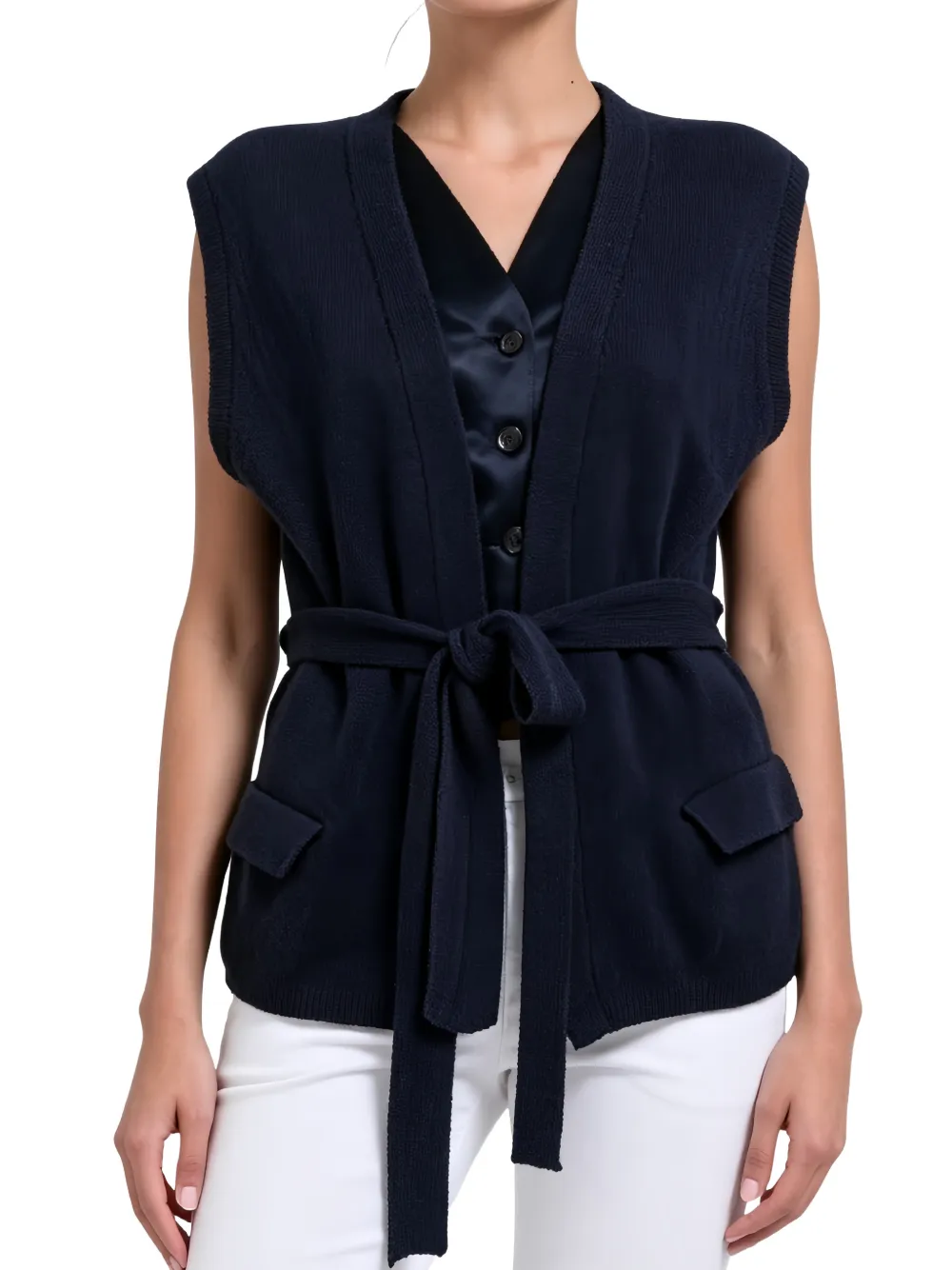 Brunello Cucinelli Mouwloos vest met ceintuur Blauw