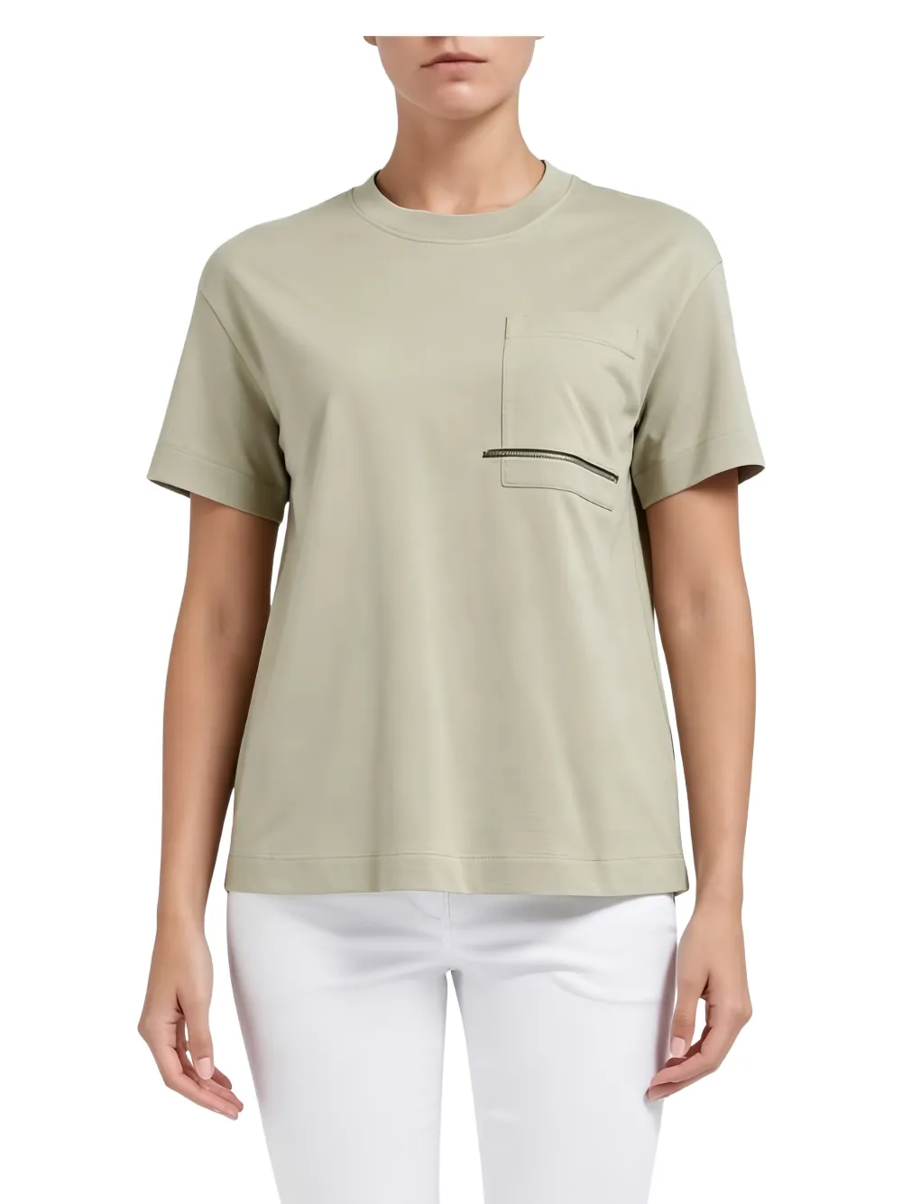 Brunello Cucinelli zip-detail pocket T-shirt Groen