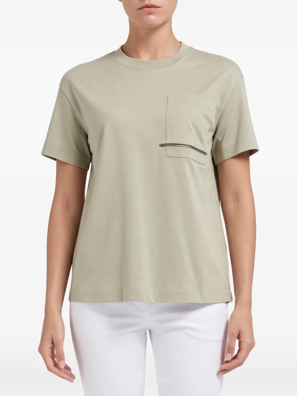 Brunello Cucinelli zip-detail pocket T-shirt Groen
