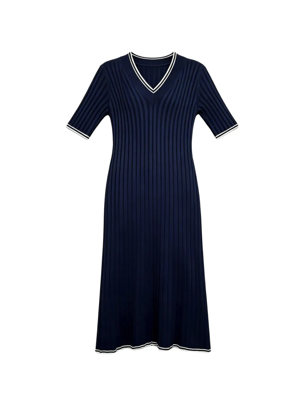 Brunello Cucinelli ribbed-knit V-neck dress Blauw