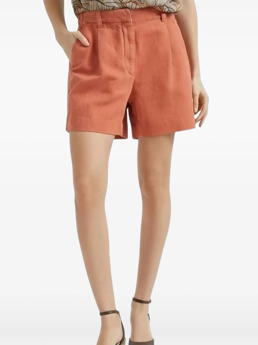 Brunello Cucinelli pleated elasticated-waist shorts Oranje