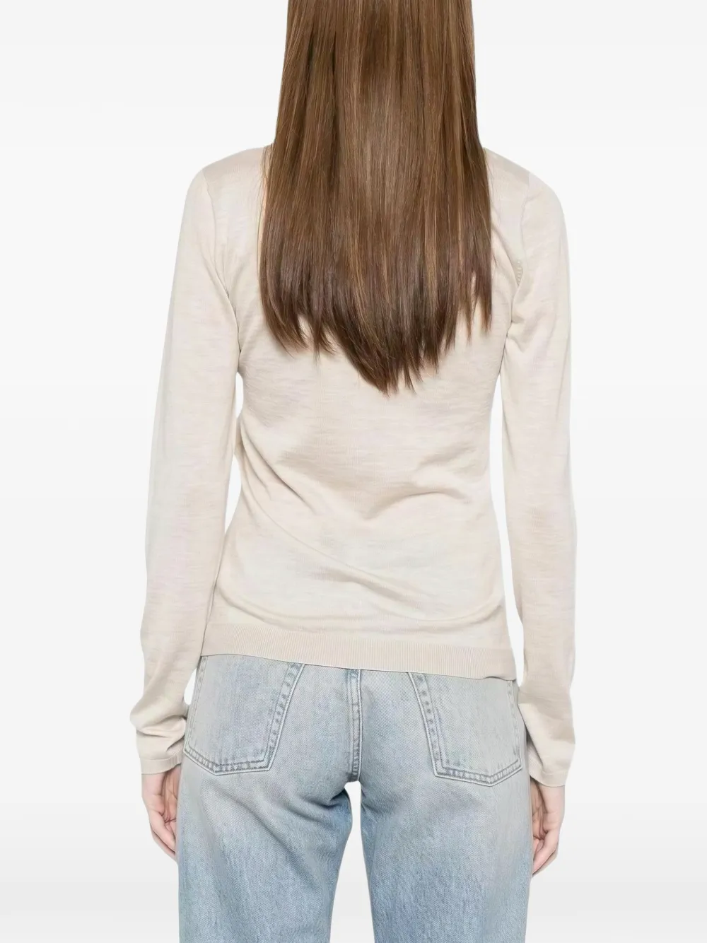 Brunello Cucinelli Monili-trim V-neck sweater Beige