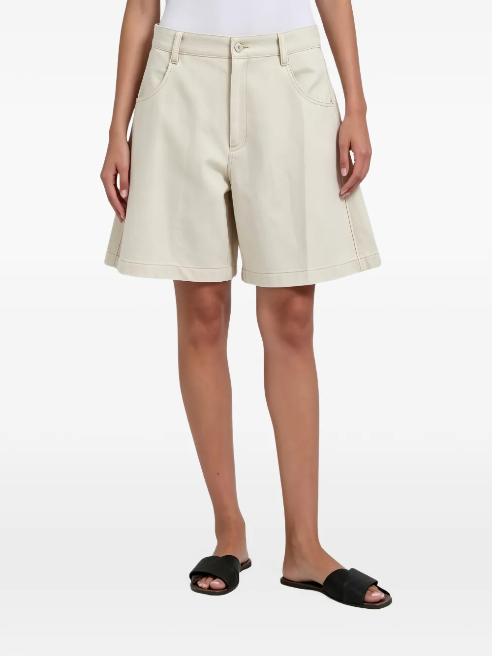 Brunello Cucinelli high-waisted wide-leg shorts - Tons neutres
