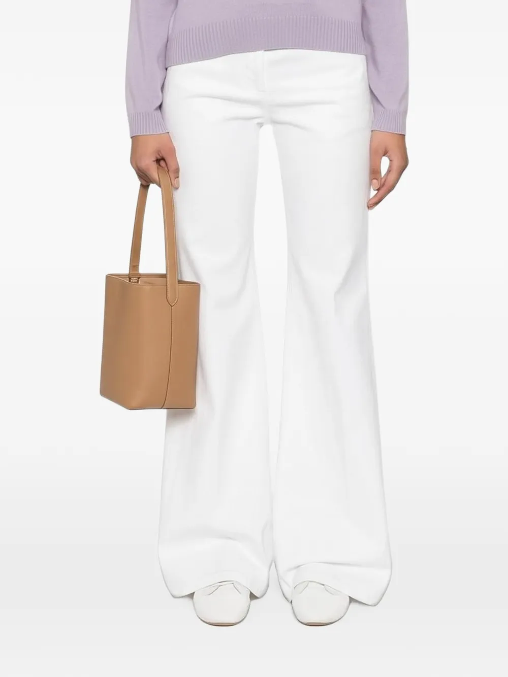 Brunello Cucinelli logo-patch flared trousers - Bianco