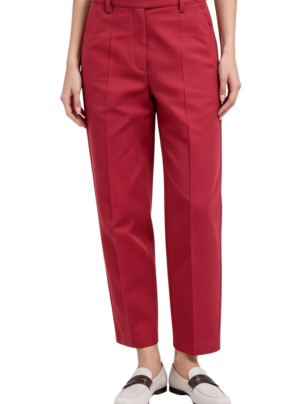 Brunello Cucinelli pressed-crease cropped straight-leg trousers Rood