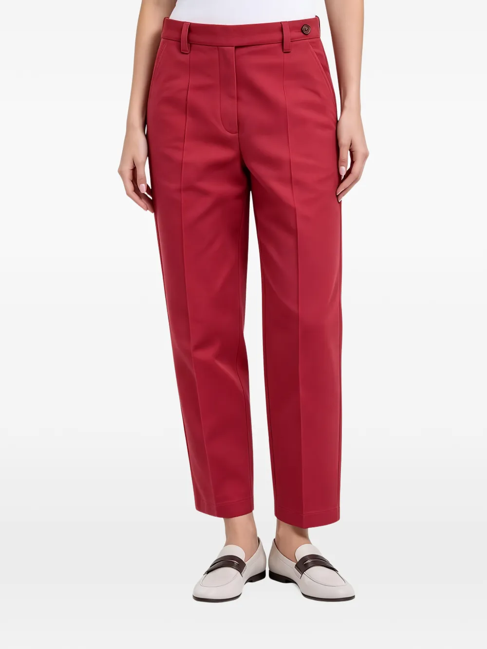 Brunello Cucinelli Pressed-crease Cropped Straight-leg Trousers In Red