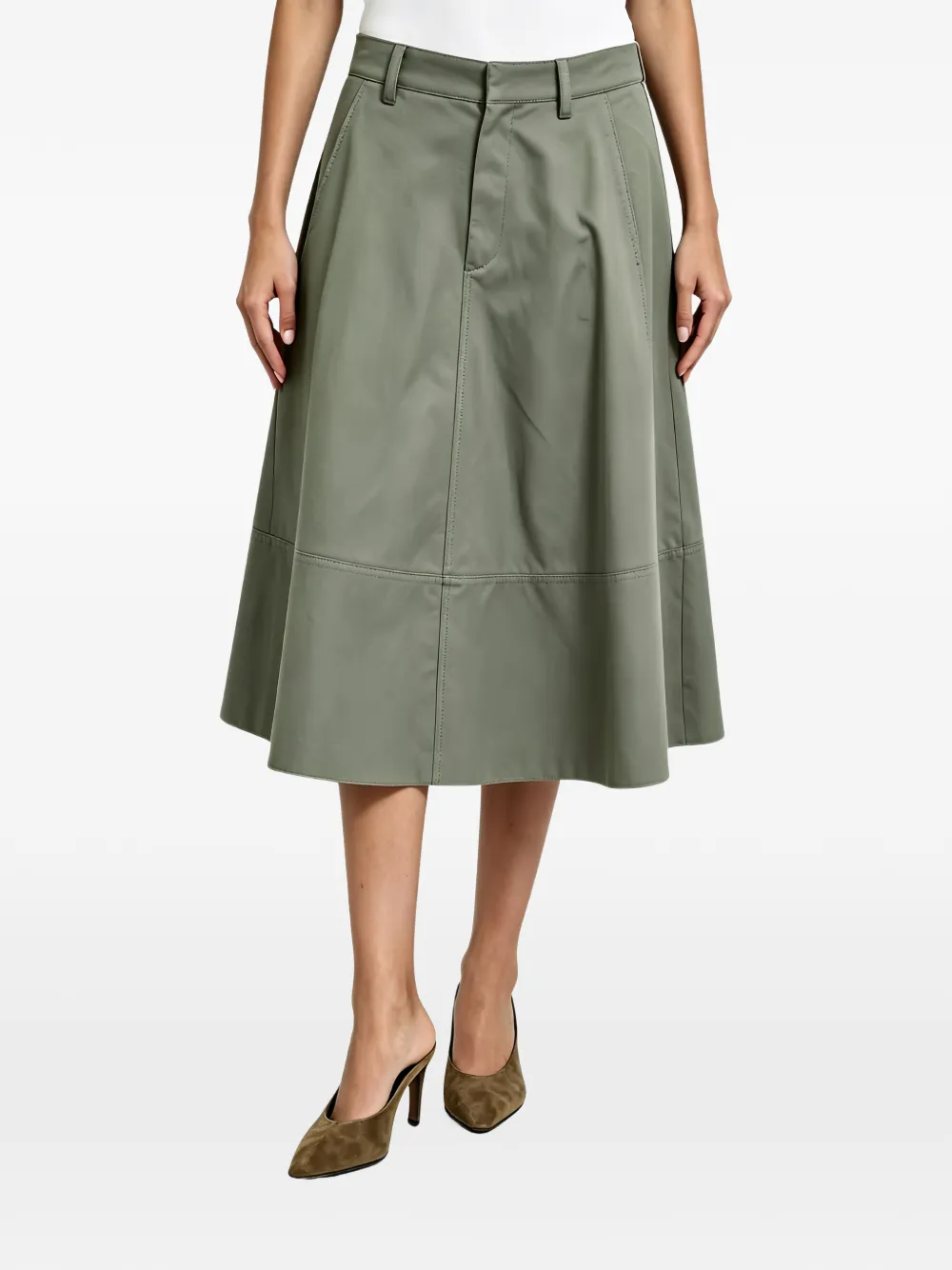 Brunello Cucinelli A-line paneled midi skirt - Vert