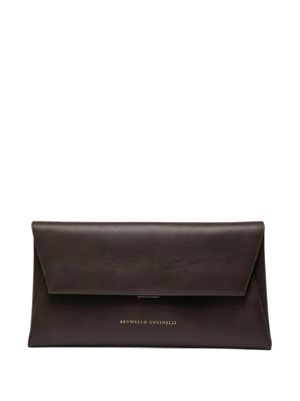 Brunello Cucinelli Envelope leren clutch Bruin
