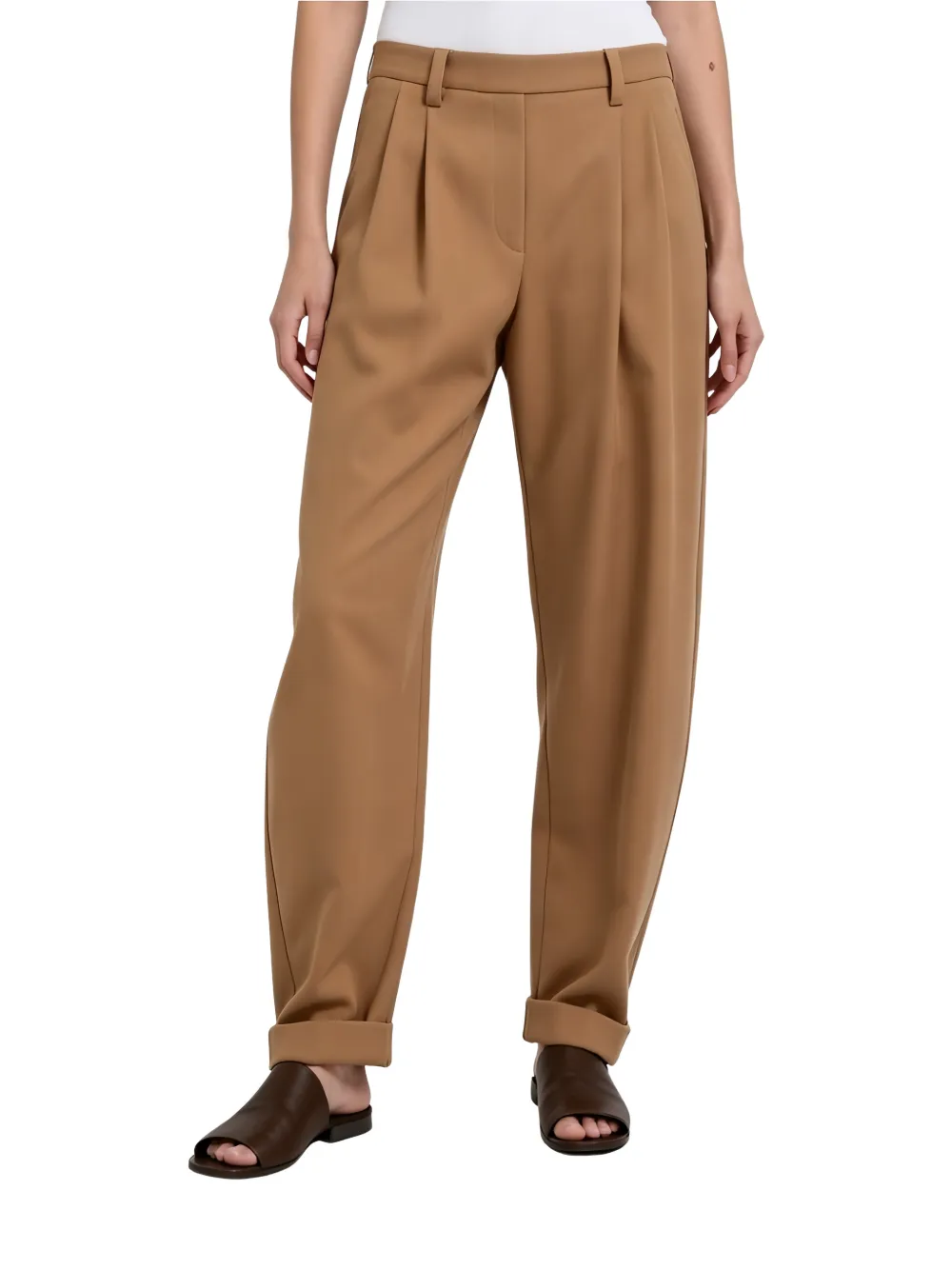 Brunello Cucinelli Geplooide broek met omgeslagen pijpen Bruin