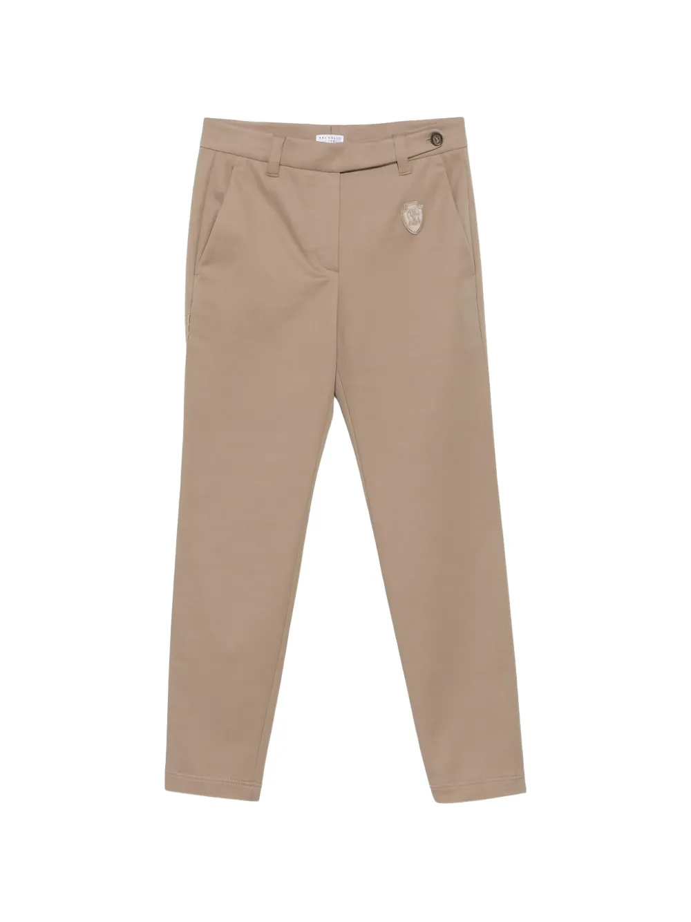 Brunello Cucinelli logo-patch tailored trousers - Tons neutres