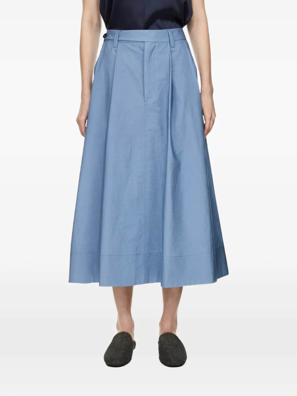 Brunello Cucinelli Midi-plooirok met A-lijn Blauw