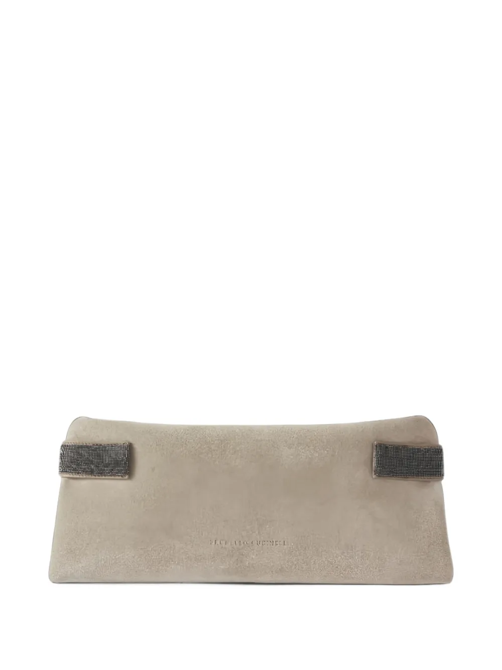 Brunello Cucinelli monili-embellished suede clutch bag - Grau