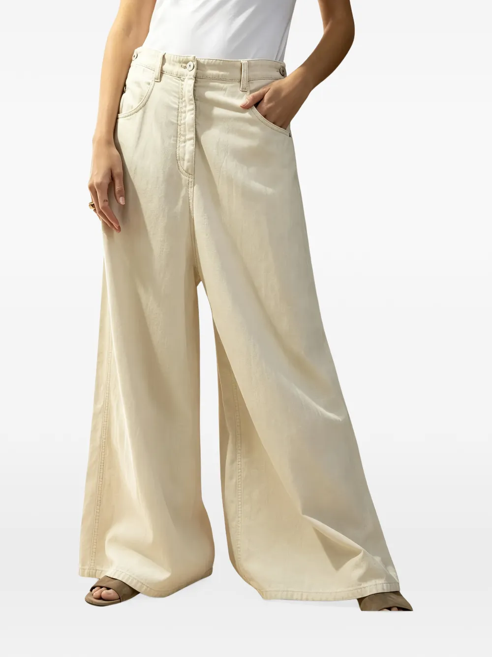 Brunello Cucinelli Broek met wijde pijpen Wit