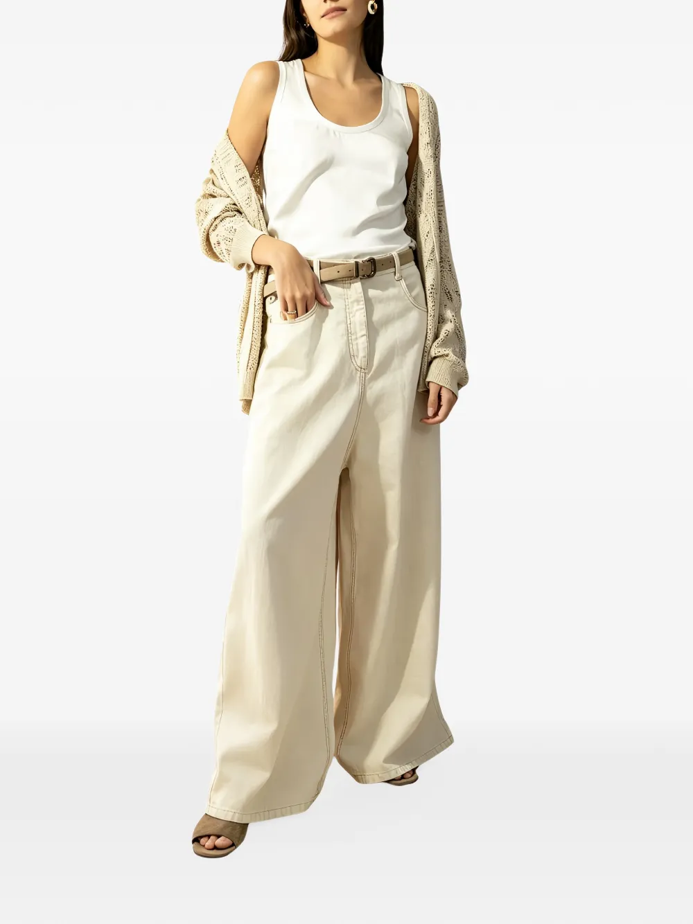 Brunello Cucinelli Broek met wijde pijpen Wit