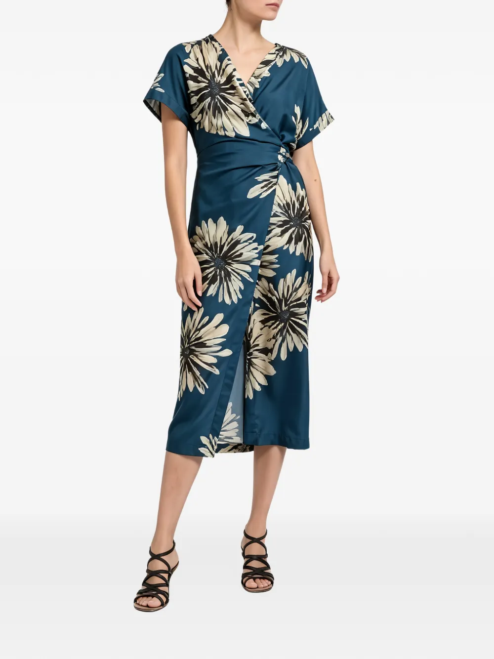 Brunello Cucinelli floral-print silk midi dress - Bleu Brunello Cucinelli floral-print silk midi dress - Bleu