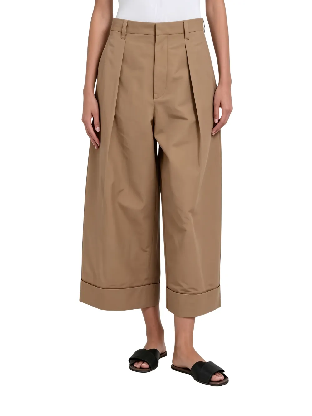 Brunello Cucinelli Geplooide broek met omgeslagen pijpen Beige