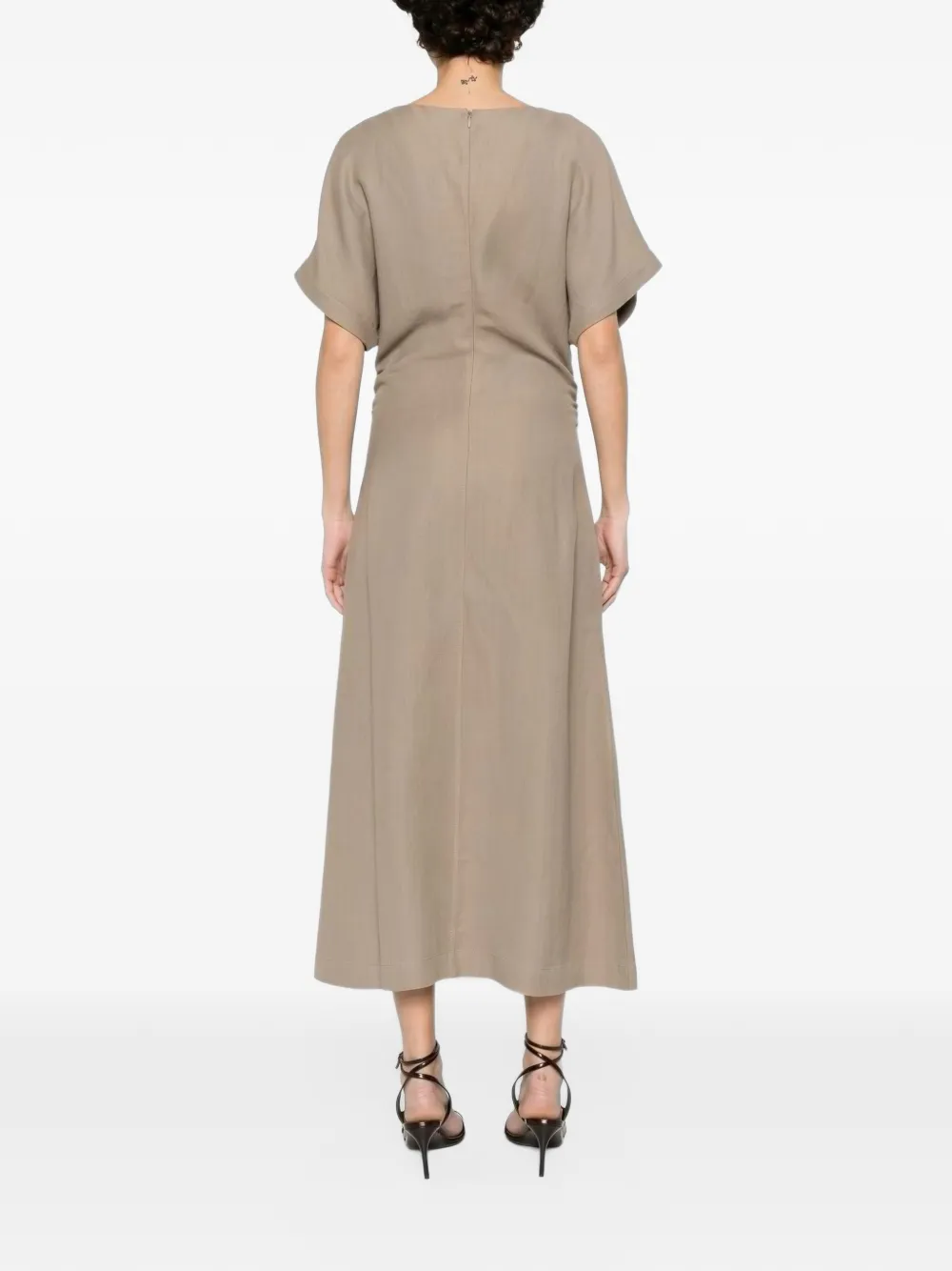 Brunello Cucinelli monili-trim V-neck maxi dress Bruin