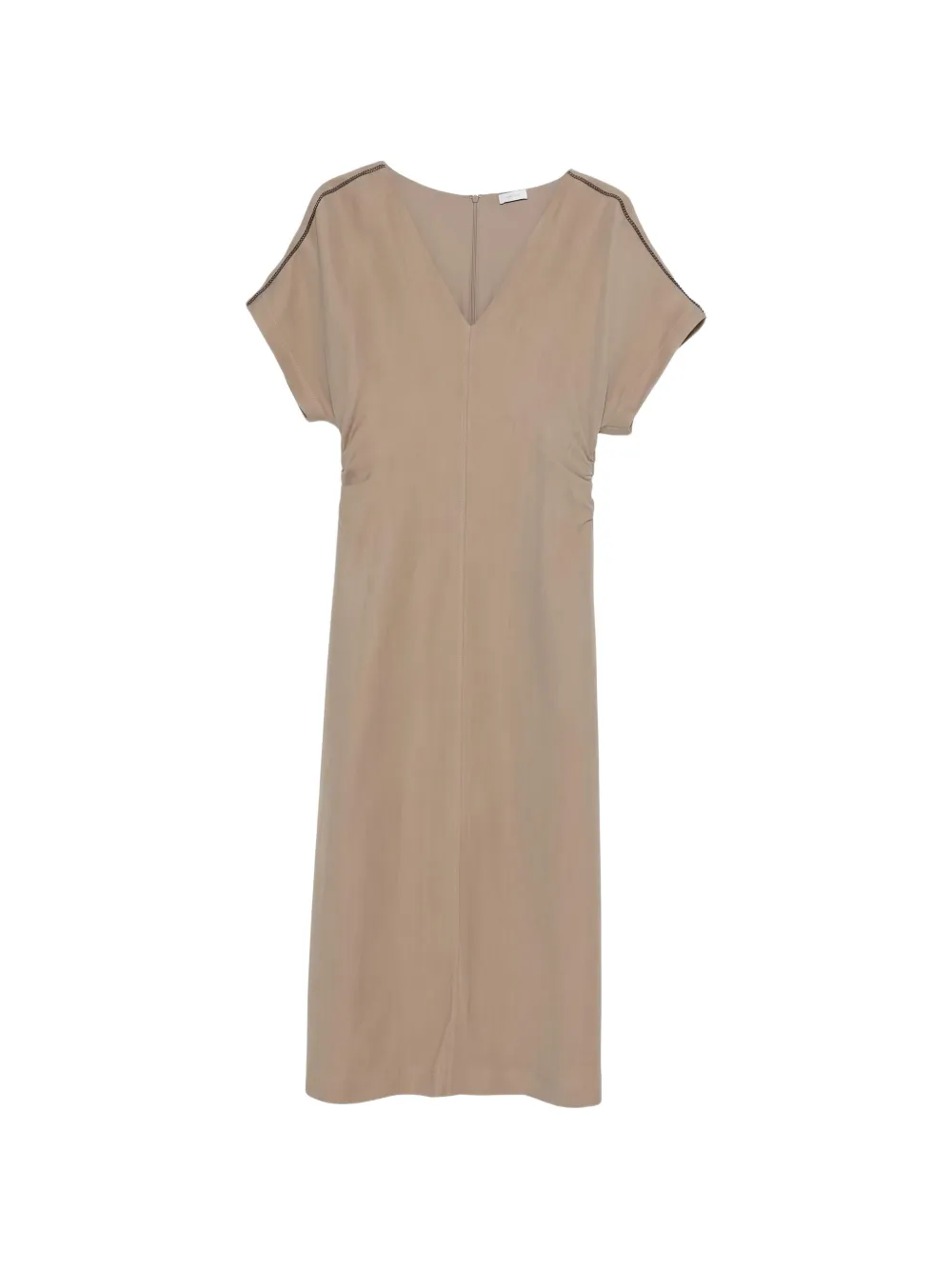 Brunello Cucinelli monili-trim V-neck maxi dress - Marrone