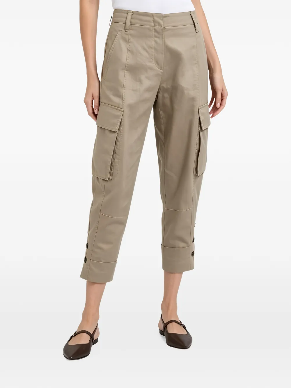 Brunello Cucinelli Cargobroek met knoopmanchetten Beige