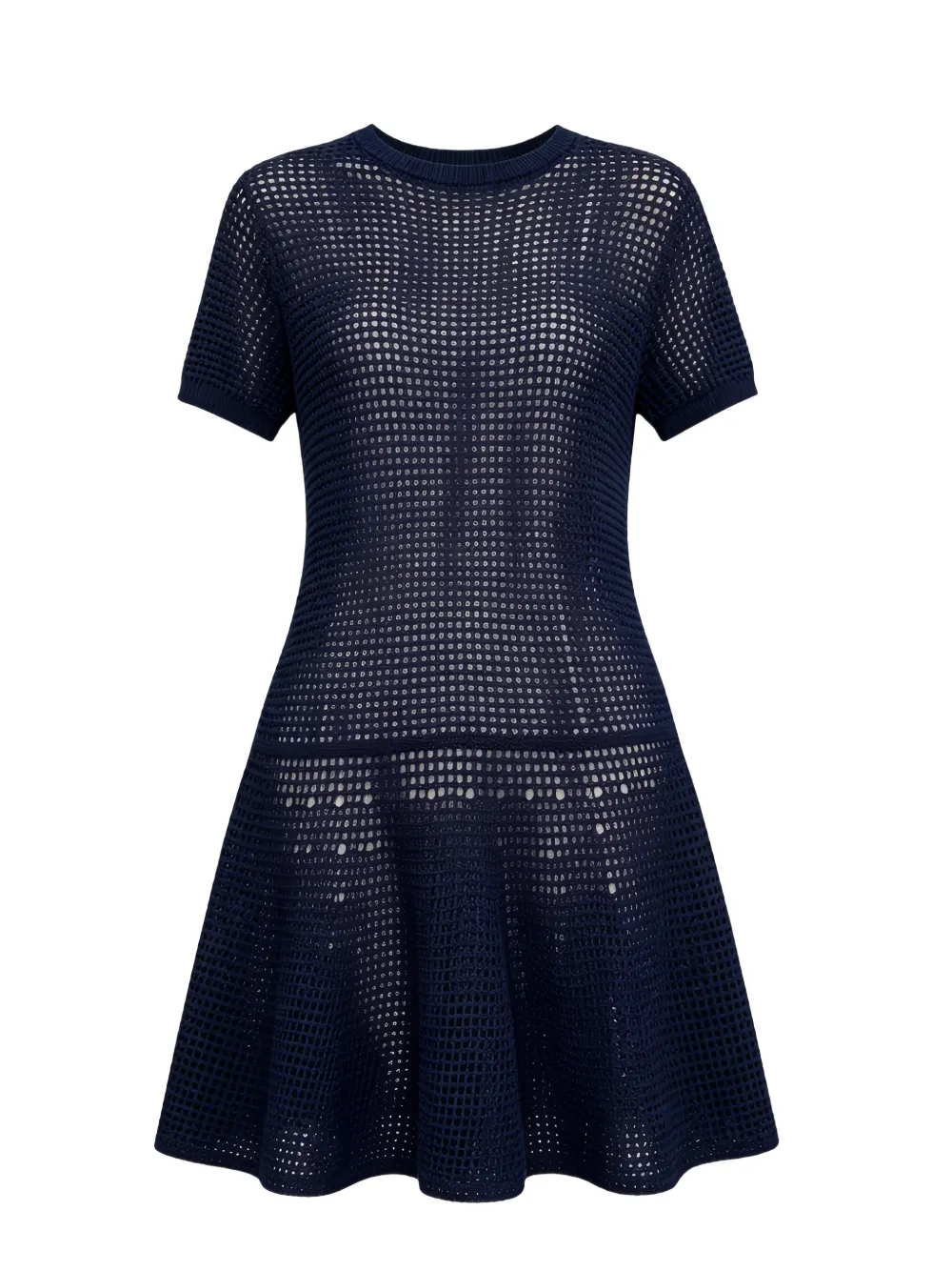 Brunello Cucinelli Gebreide mesh mini-jurk met korte mouwen Blauw