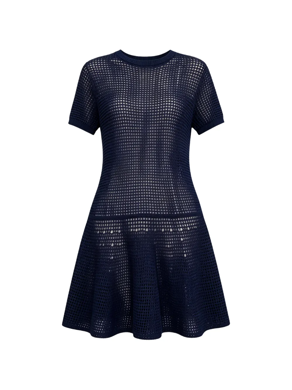 Brunello Cucinelli mesh-knit short-sleeve mini dress - Bleu Brunello Cucinelli mesh-knit short-sleeve mini dress - Bleu