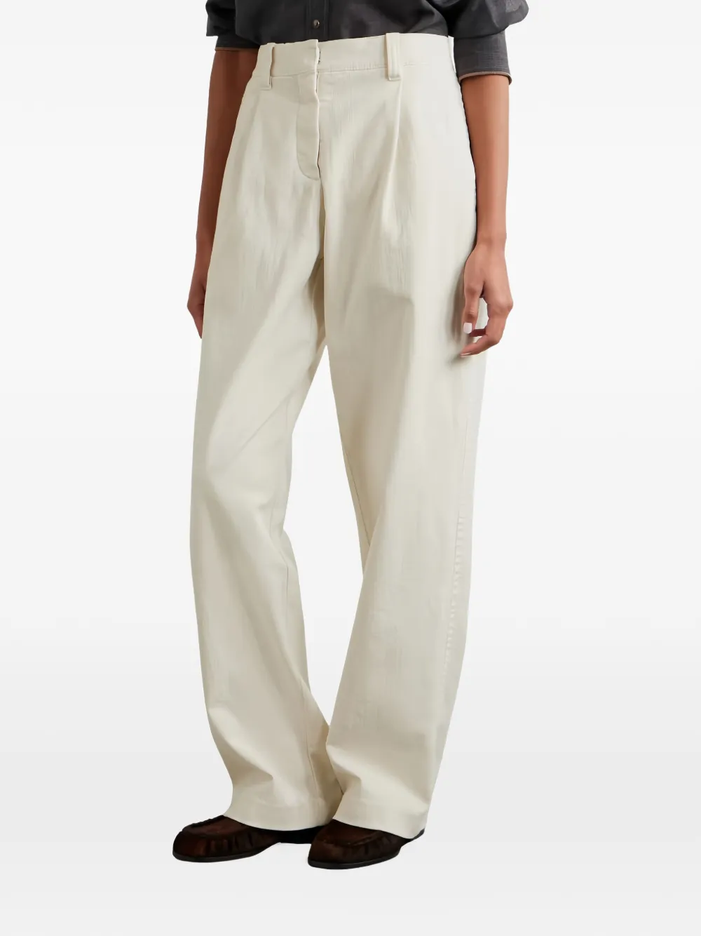 Brunello Cucinelli Pleated Straight-leg Trousers In White