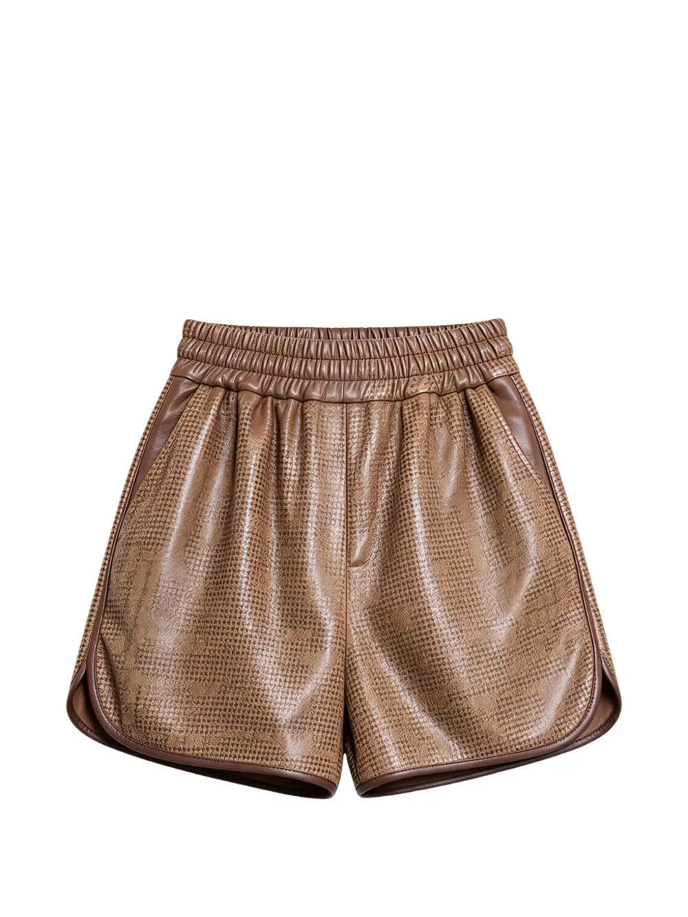 Brunello Cucinelli Prince of Wales leather shorts - Marron Brunello Cucinelli Prince of Wales leather shorts - Marron