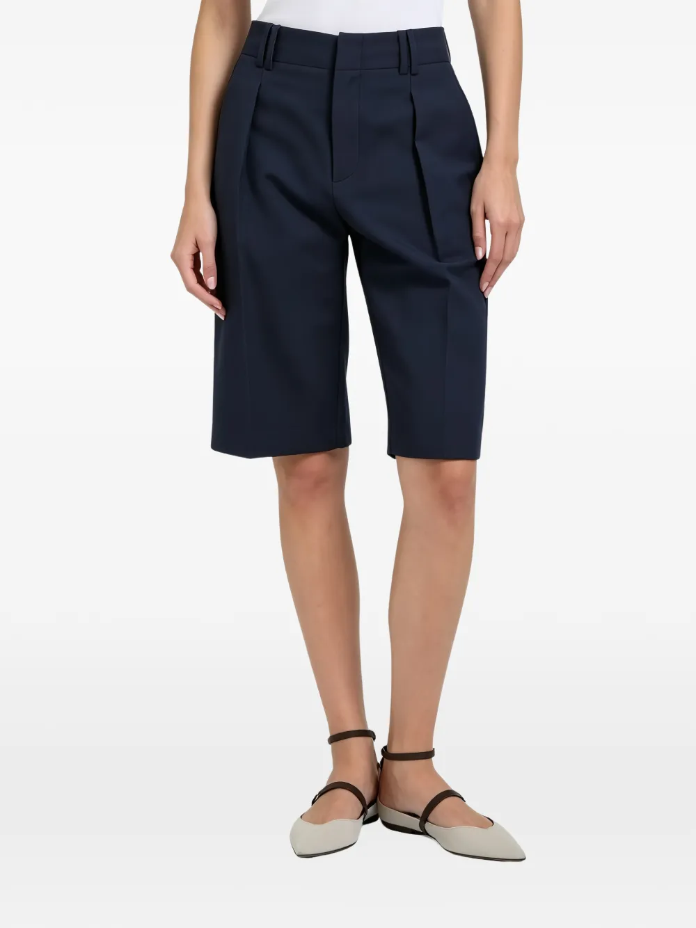 Brunello Cucinelli Geplooide shorts Blauw