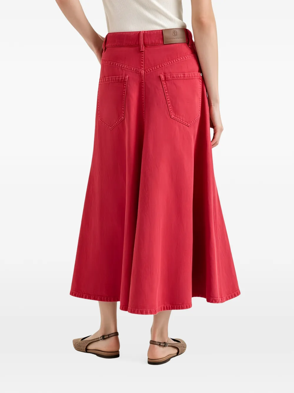 Brunello Cucinelli High waist midi-rok met A-lijn Rood