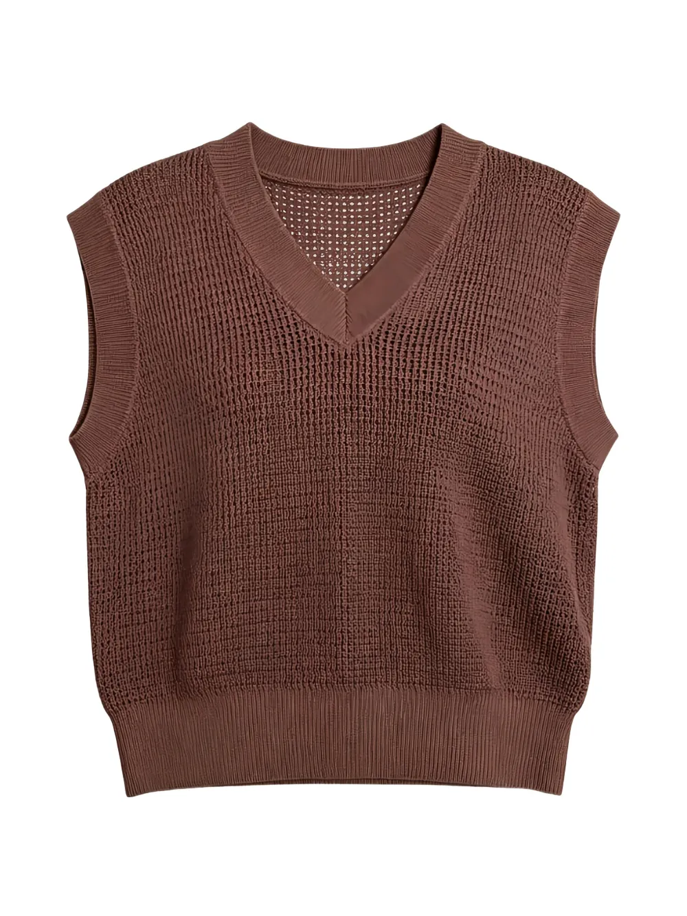 Brunello Cucinelli open-knit V-neck sweater - Brown