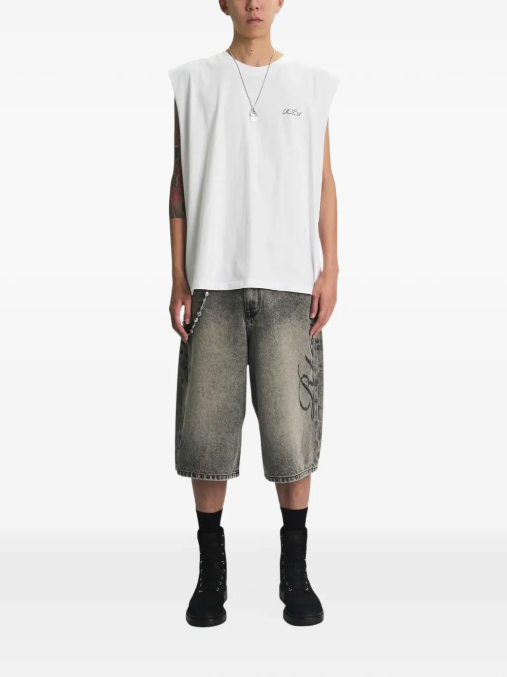 RTA Terry Muscle T-shirt met logo Wit