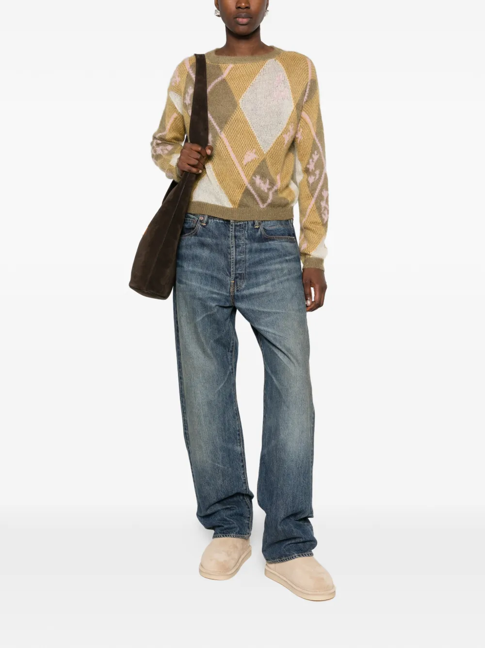 I BLUES argyle-pattern sweater Geel