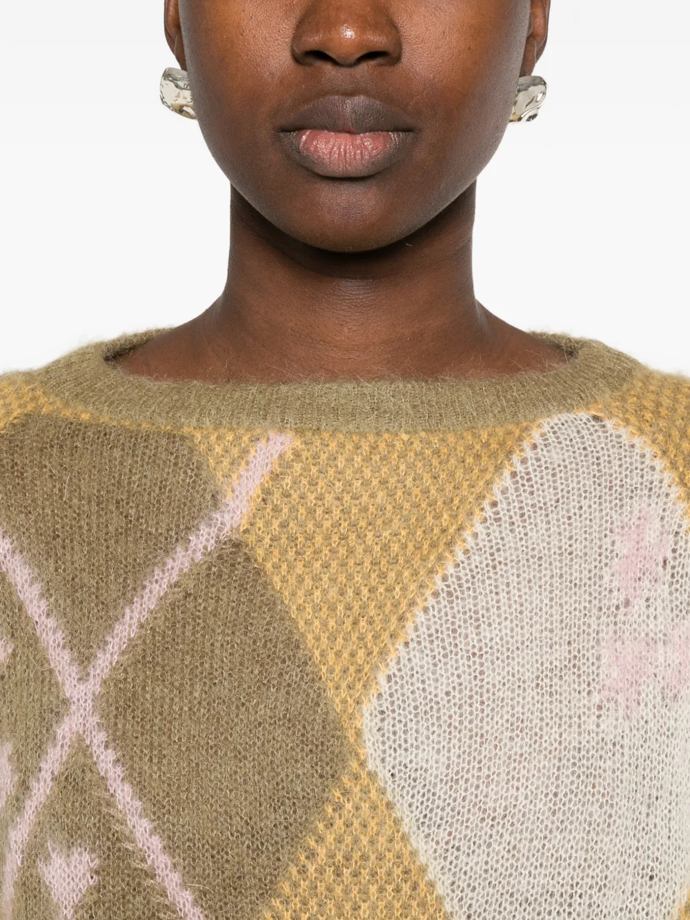 I BLUES argyle-pattern sweater Geel