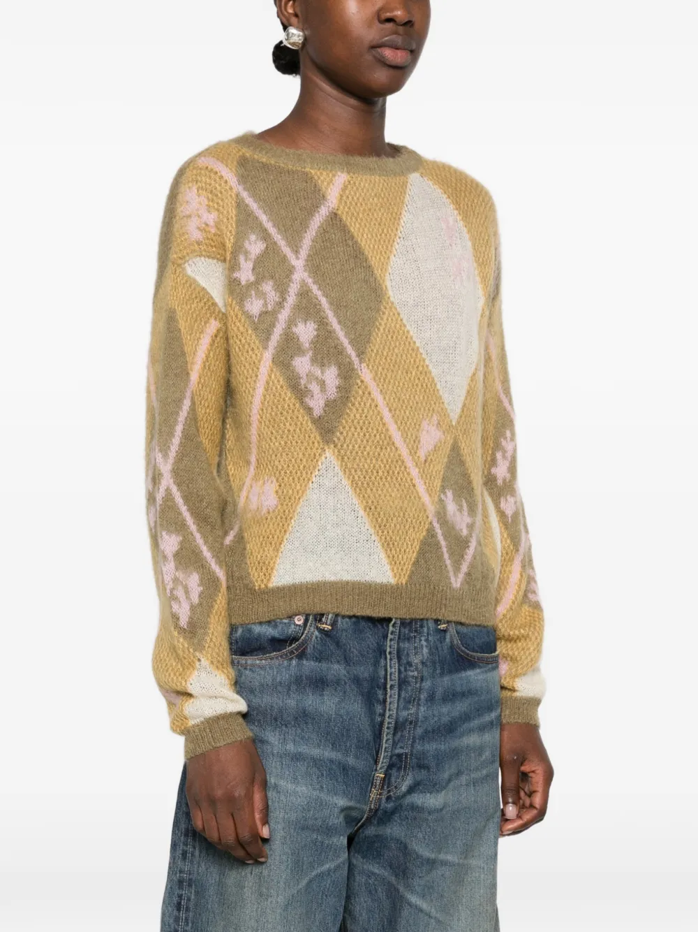 I BLUES argyle-pattern sweater Geel