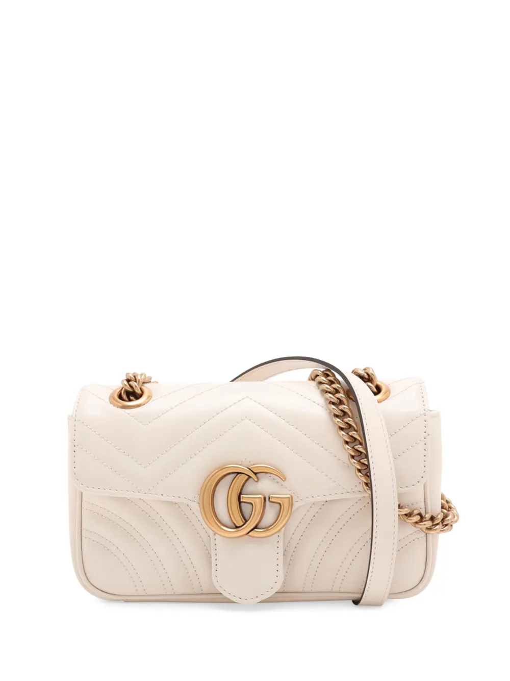 Gucci Pre-Owned 2016-2026 Small GG Marmont Matelasse Calfskin shoulder bag - Bianco