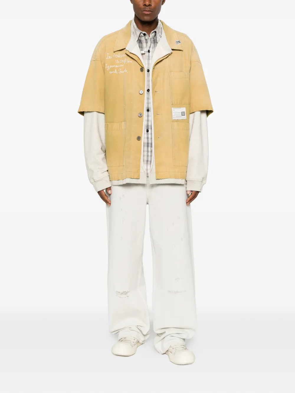 Maison MIHARA YASUHIRO layered-design embroidered jacket Geel