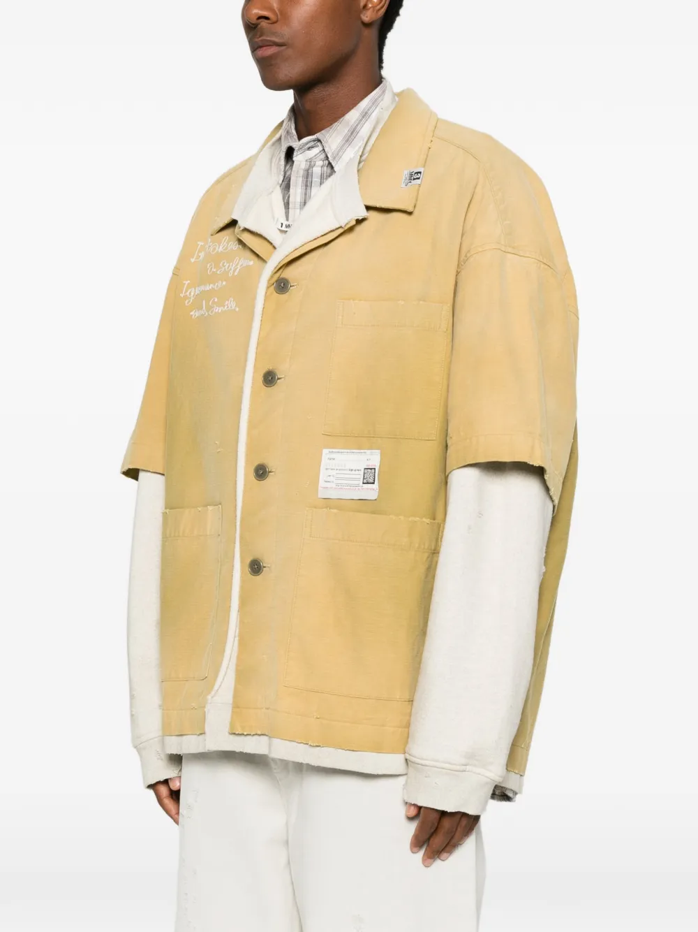 Maison MIHARA YASUHIRO layered-design embroidered jacket Geel