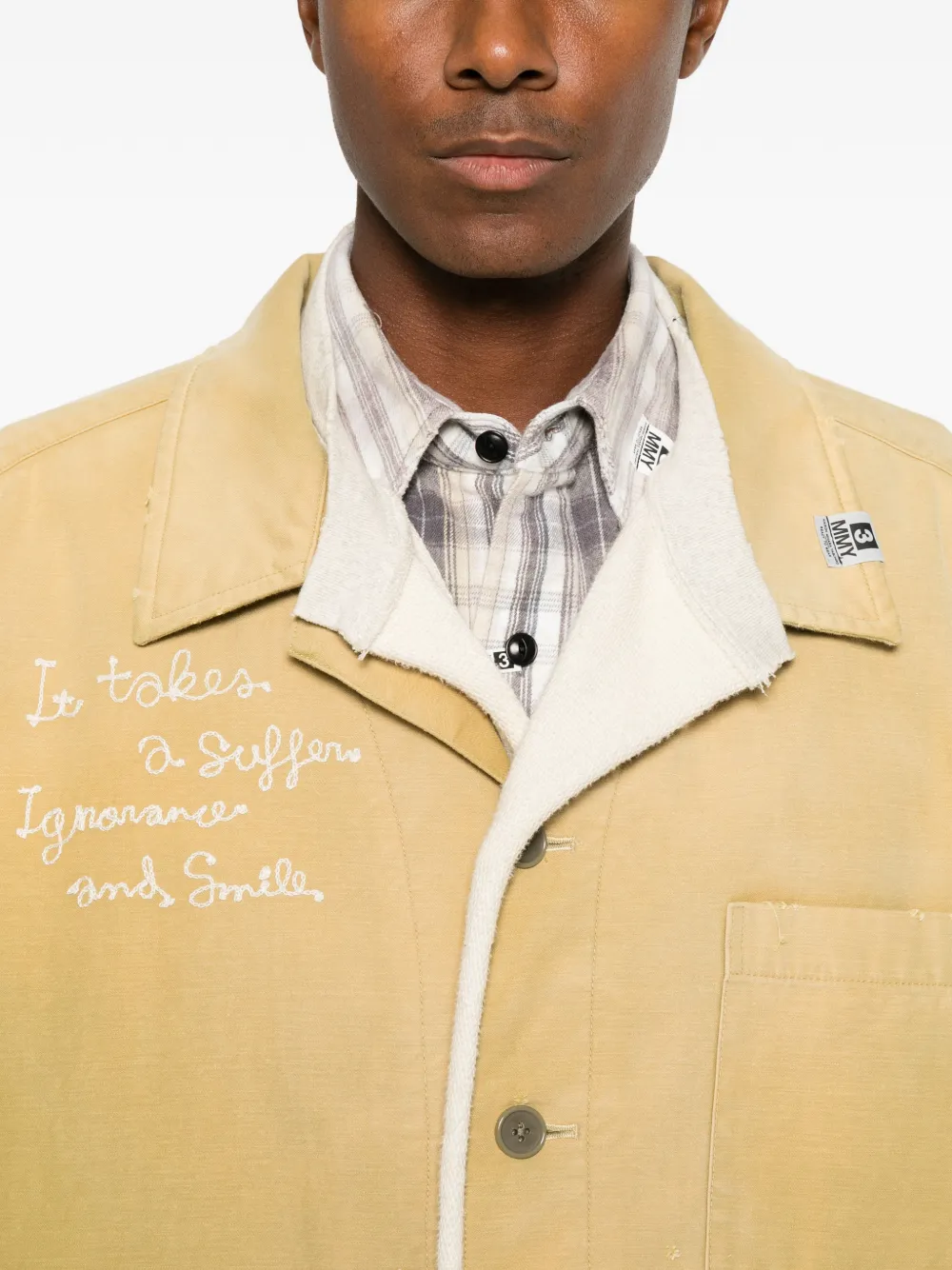Maison MIHARA YASUHIRO layered-design embroidered jacket Geel