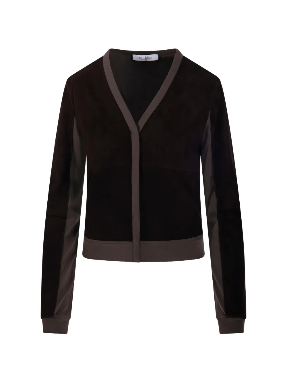 Max Mara suede-panelled V-neck cardigan - Brown