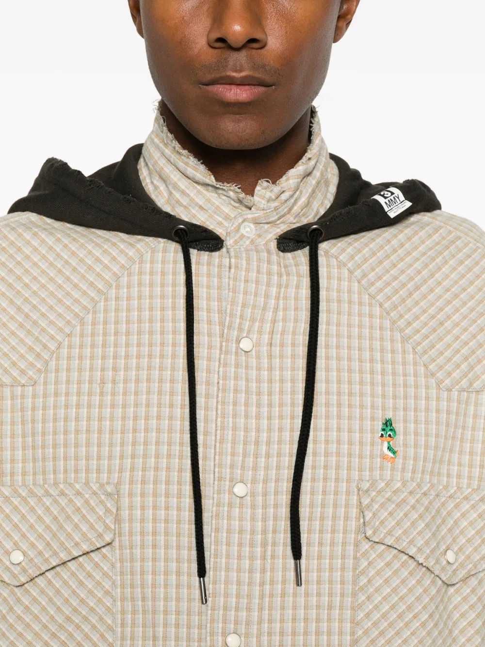 Maison MIHARA YASUHIRO check-pattern hooded shirt jacket Beige