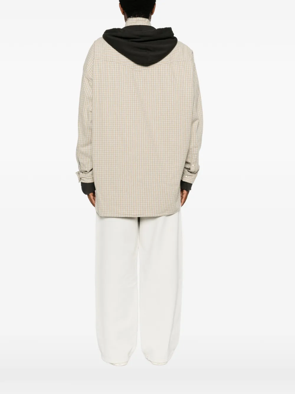 Maison MIHARA YASUHIRO check-pattern hooded shirt jacket Beige