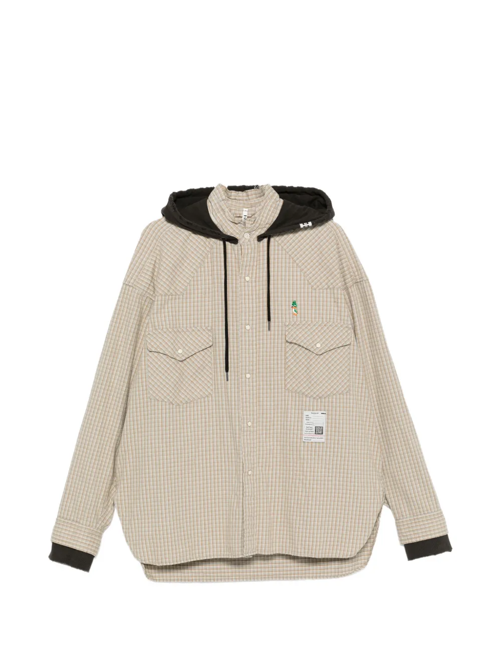 Maison MIHARA YASUHIRO check-pattern hooded shirt jacket - Tons neutres Maison MIHARA YASUHIRO check-pattern hooded shirt jacket - Tons neutres